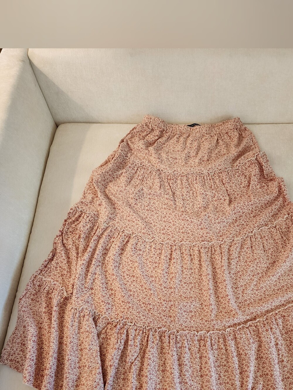 Brandy Melville Peach Floral Tiered Maxi Skirt